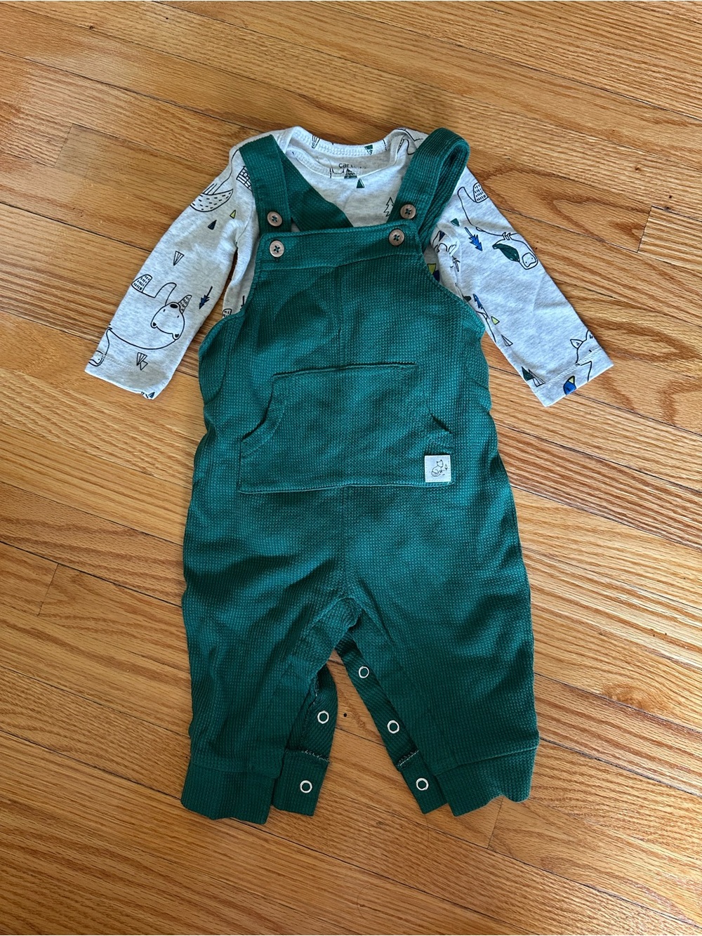 Carter's Dark Green Knit Baby Overalls with Front Pocket